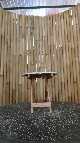 Product image of the product “Folding table in shape of fish, made of wood. 33cm Height. White painted top. ”
